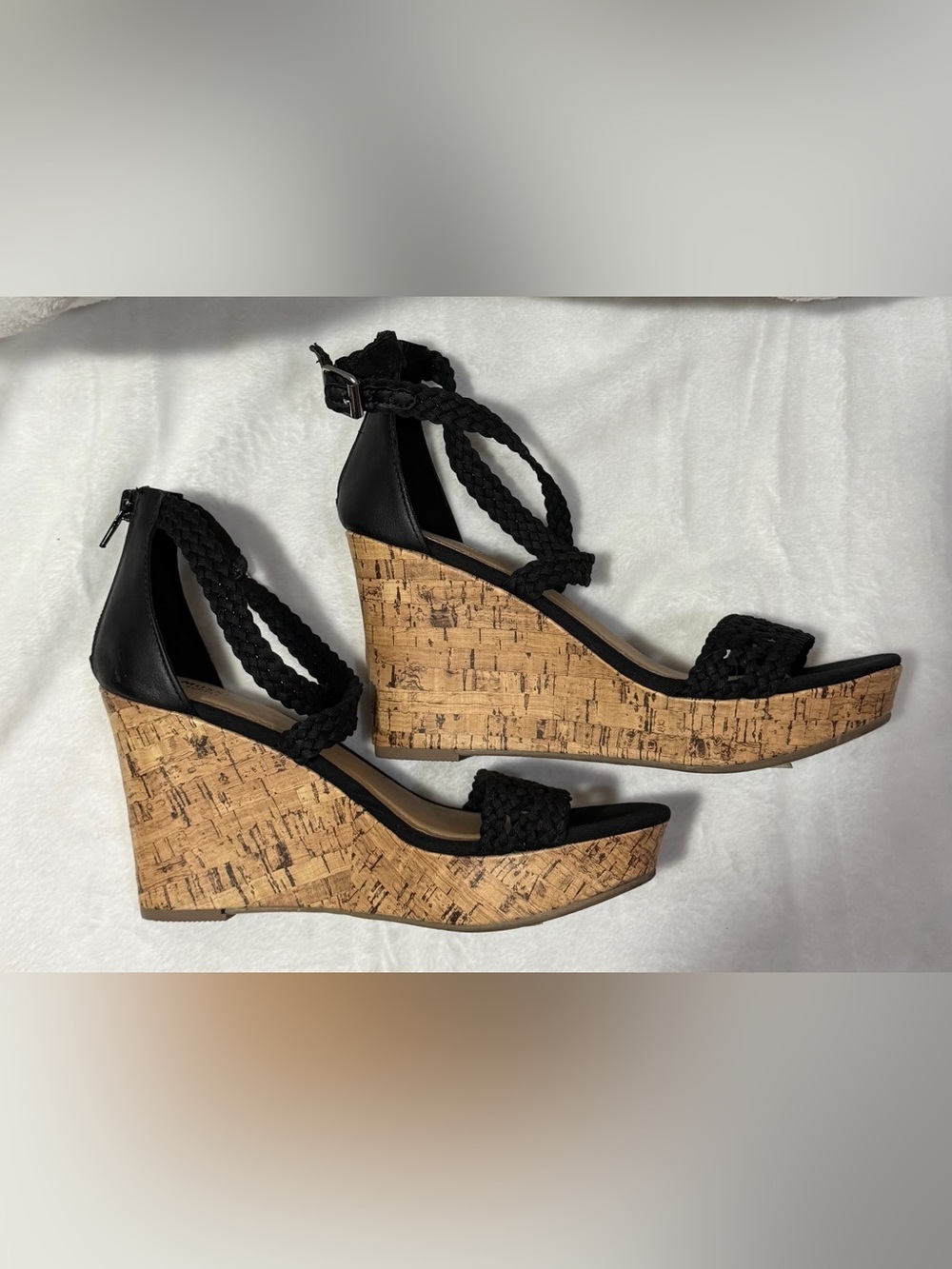 Mossimo Supply Co. Black Braided Cork Wedge Sandals - Picture 8 of 14